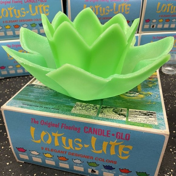 4 Vtg Lotus Lite Candle Glo Floating Pool Candles Tiki MCM Red Orange Bl… - Picture 7 of 11